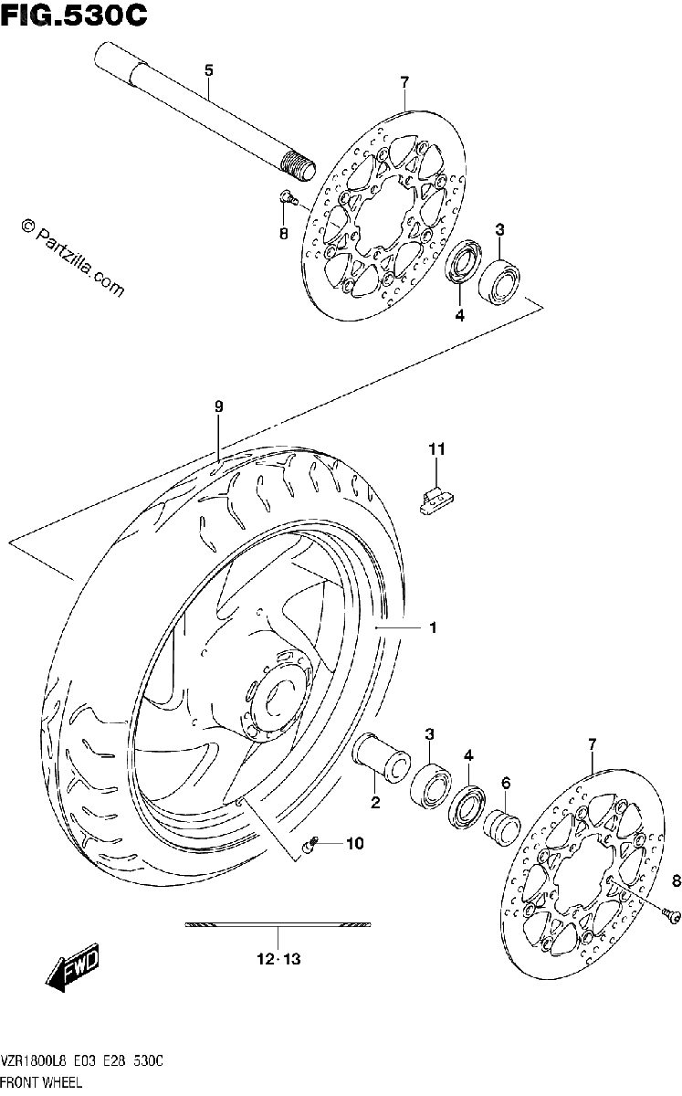 Diagrama de 530C FRONT WHEEL VZR1800BZL8 E28