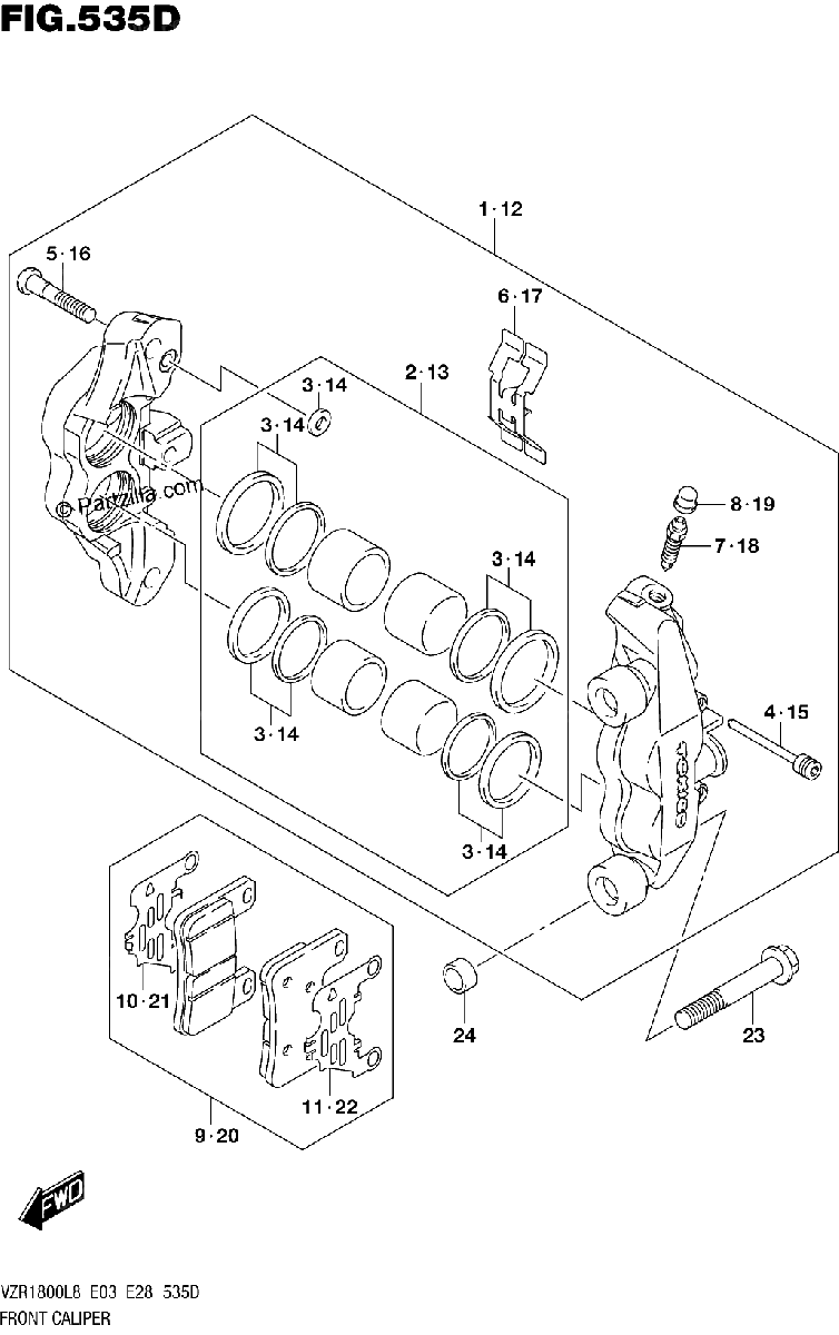 Diagrama de 535D FRONT CALIPER VZR1800BZL8 E33