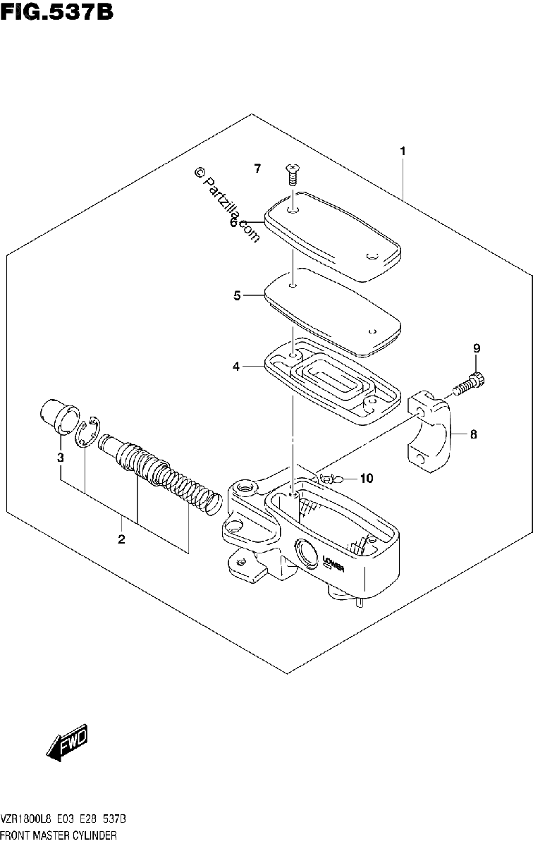 Diagrama de 537B FRONT MASTER CYLINDER VZR1800BZL8 E03