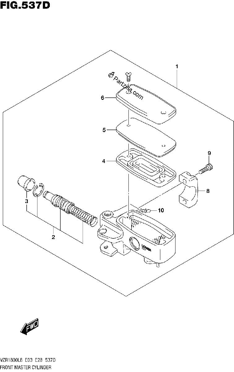 Diagrama de 537D FRONT MASTER CYLINDER VZR1800BZL8 E33