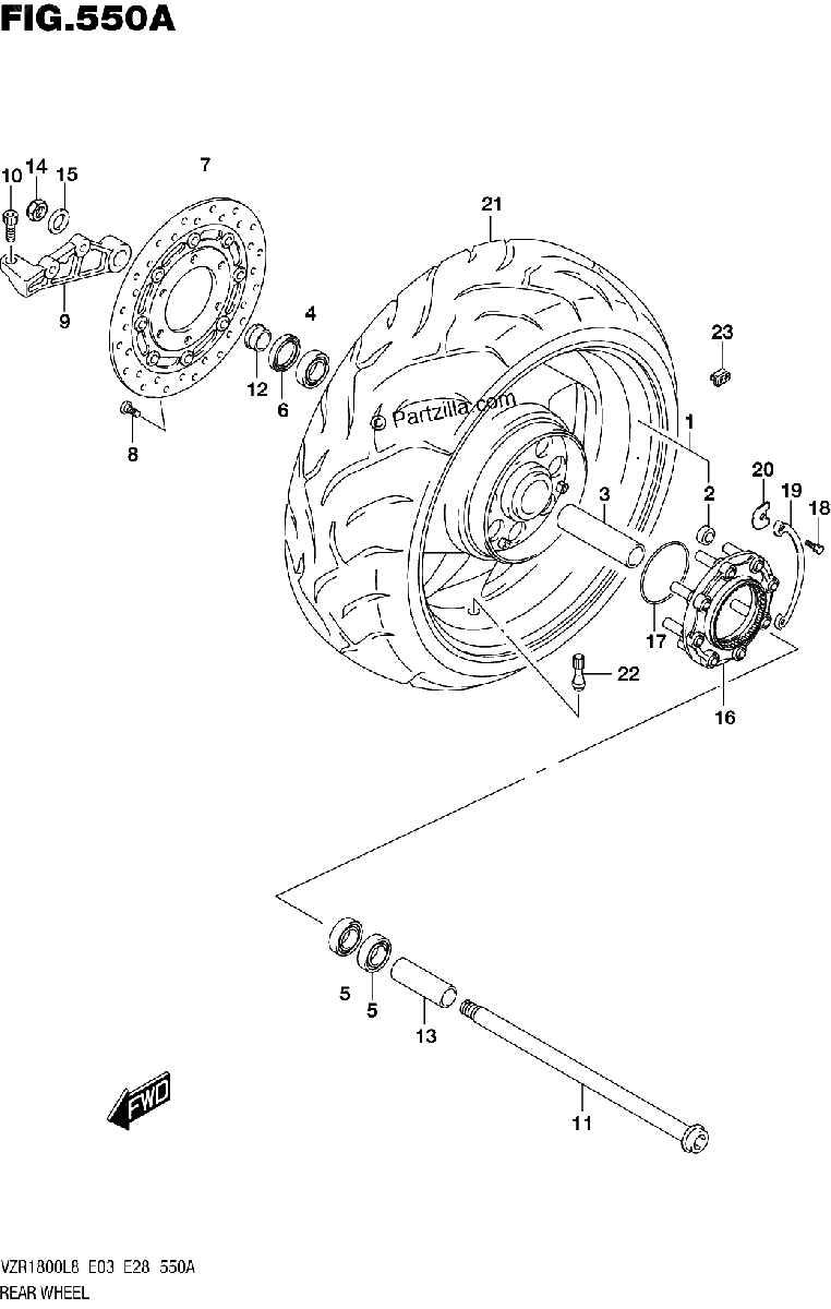 Diagrama de 550A REAR WHEEL VZR1800L8 E28