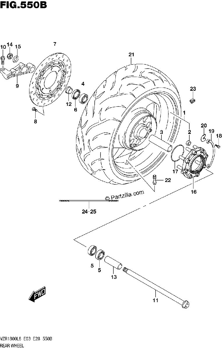 Diagrama de 550B REAR WHEEL VZR1800BZL8 E03