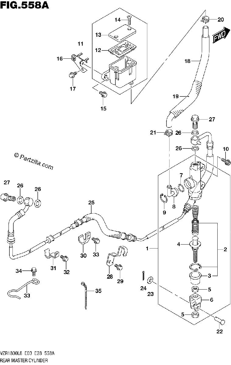 Diagrama de 558A REAR MASTER CYLINDER