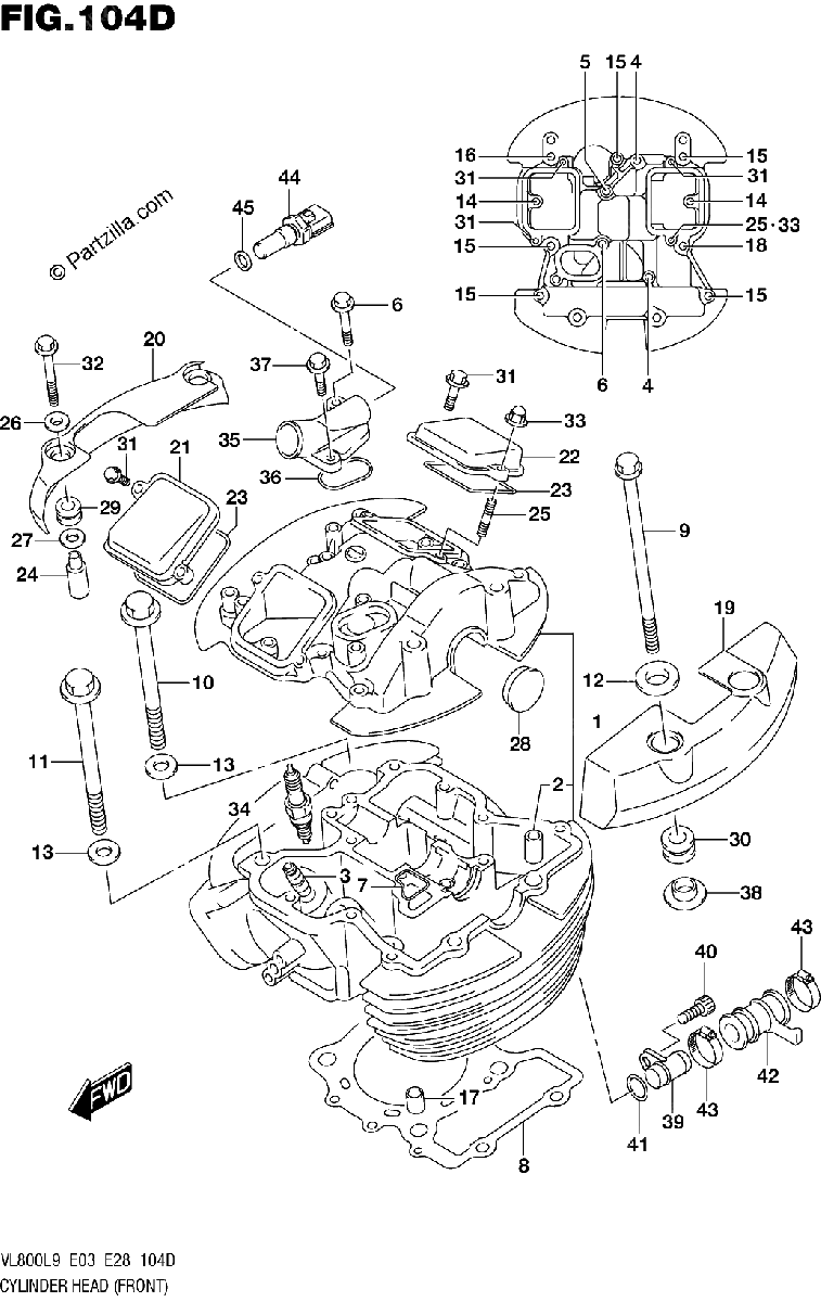 Diagrama de 104D CYLINDER HEAD FRONT VL800TL9 E03