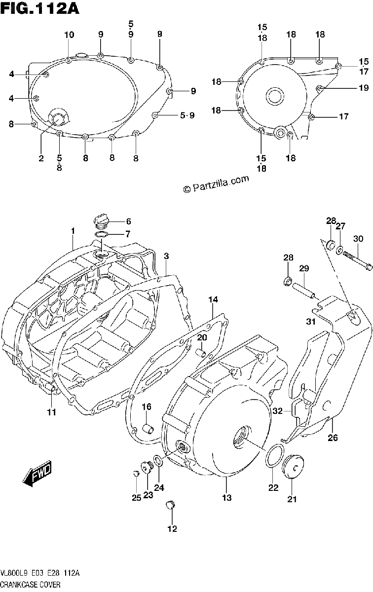 Diagrama de 112A CRANKCASE COVER