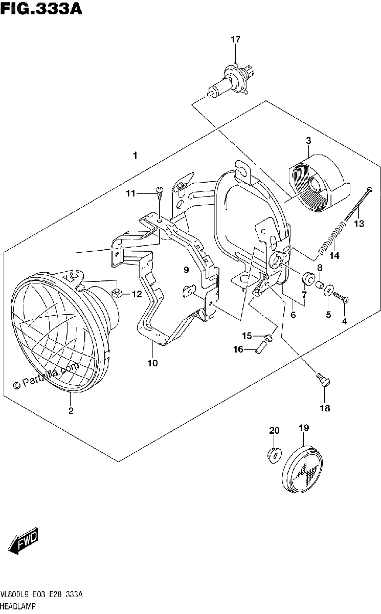 Diagrama de 333A HEADLAMP