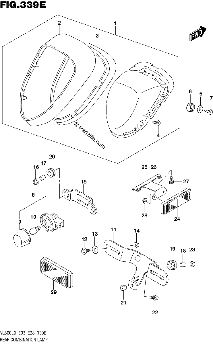 Diagrama de 339E REAR COMBINATION LAMP VL800TL9 E28