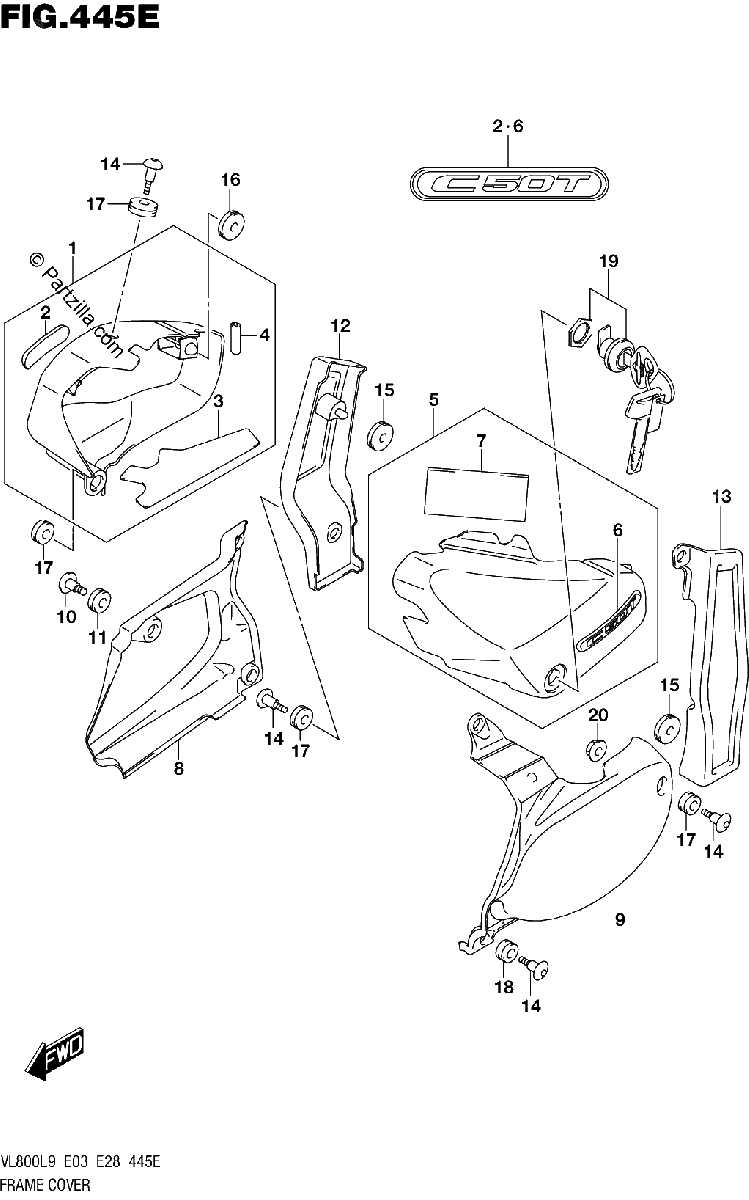 Diagrama de 445E FRAME COVER VL800TL9 E28