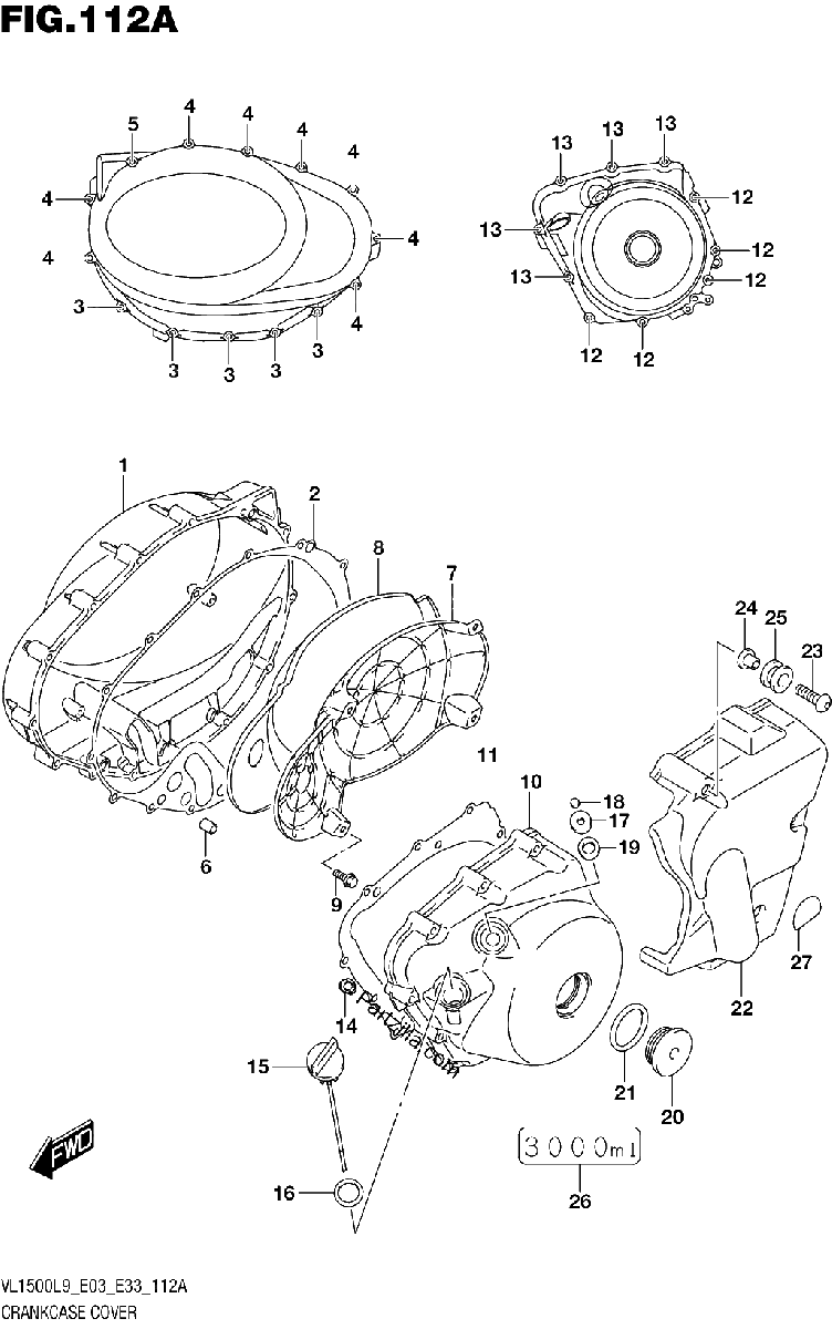 Diagrama de 112A CRANKCASE COVER VL1500BL9 E03
