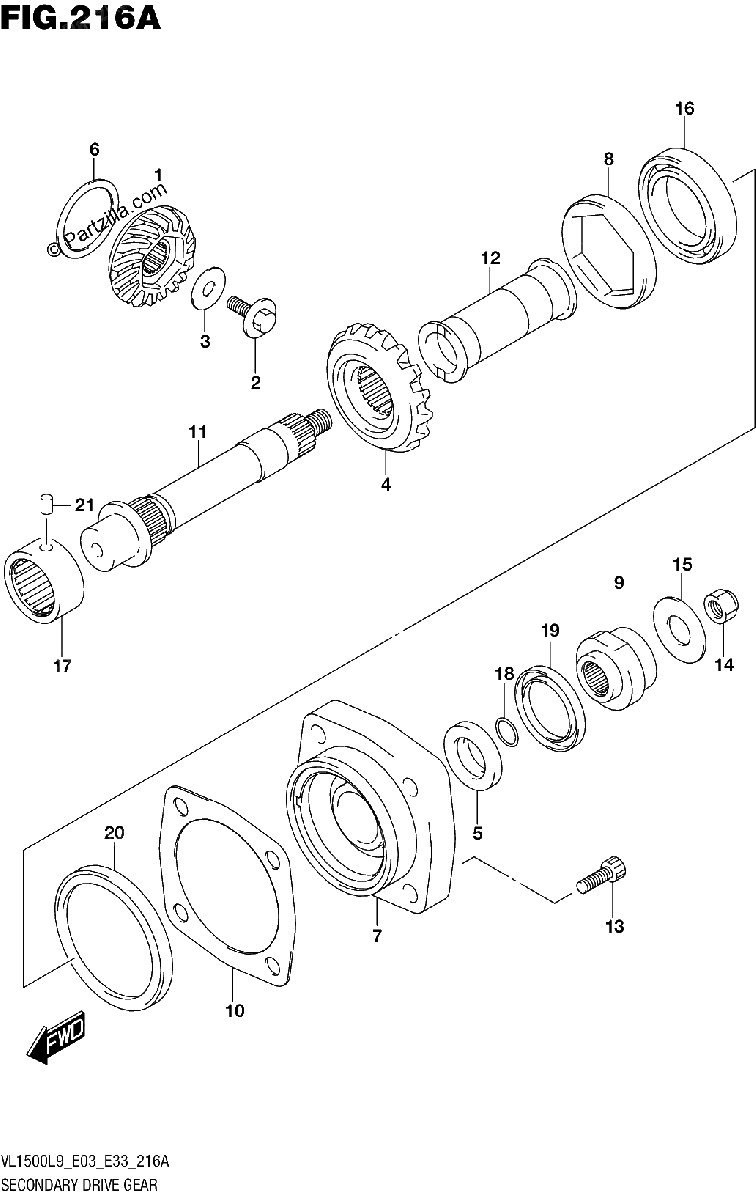 Diagrama de 216A SECONDARY DRIVE GEAR