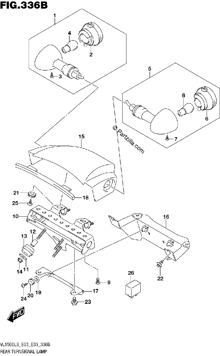 Diagrama de 336B REAR TURNSIGNAL LAMP VL1500BL9 E33