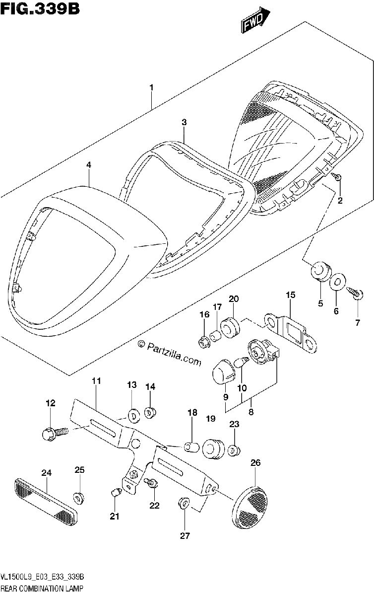 Diagrama de 339B REAR COMBINATION LAMP VL1500BL9 E33
