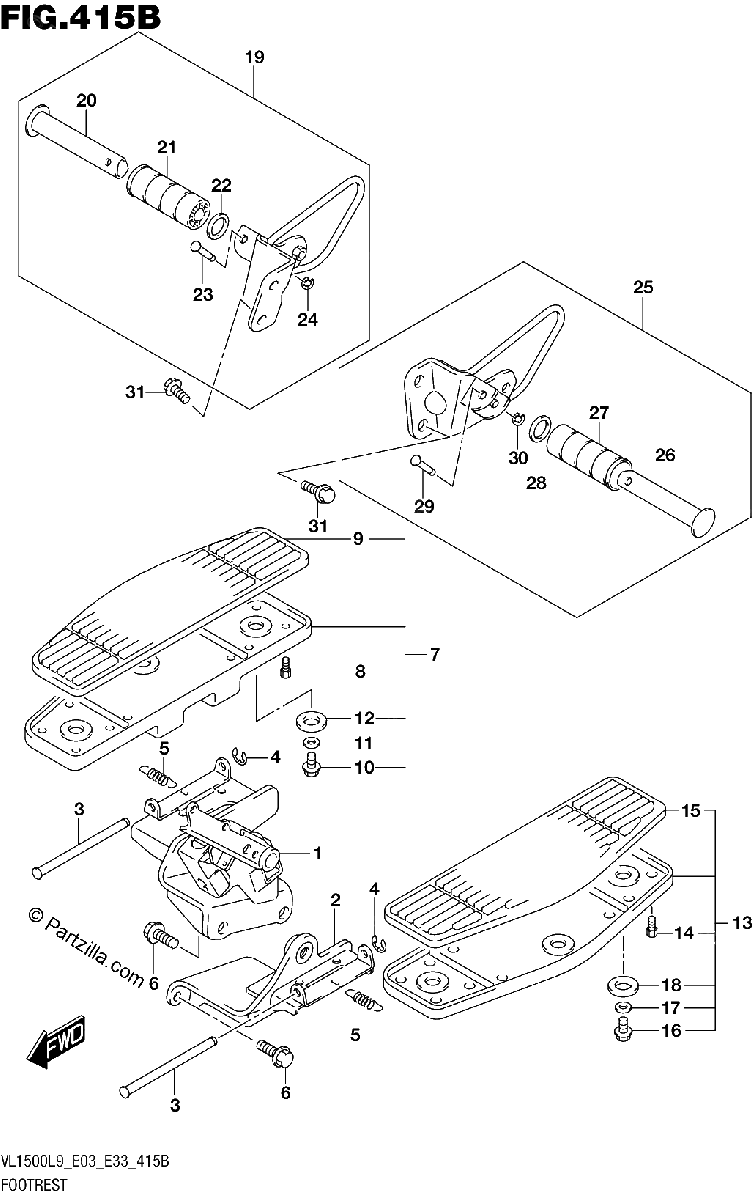 Diagrama de 415B FOOTREST VL1500BL9 E33