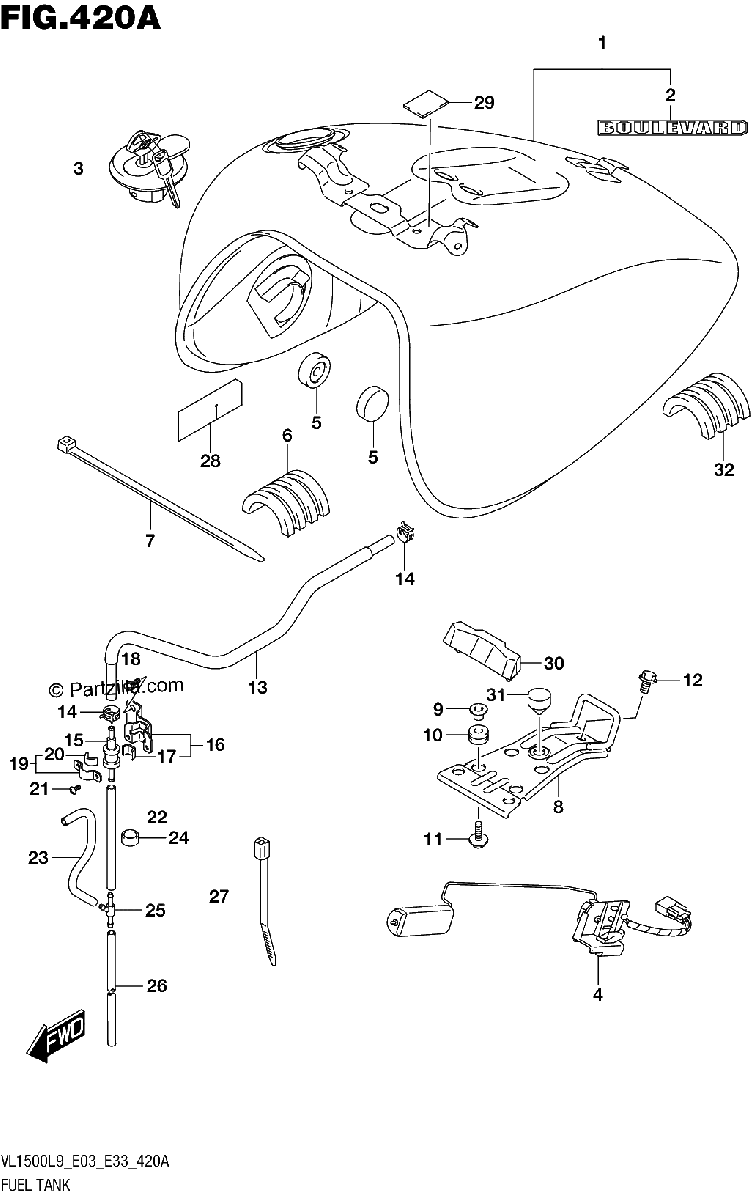 Diagrama de 420A FUEL TANK VL1500BL9 E03