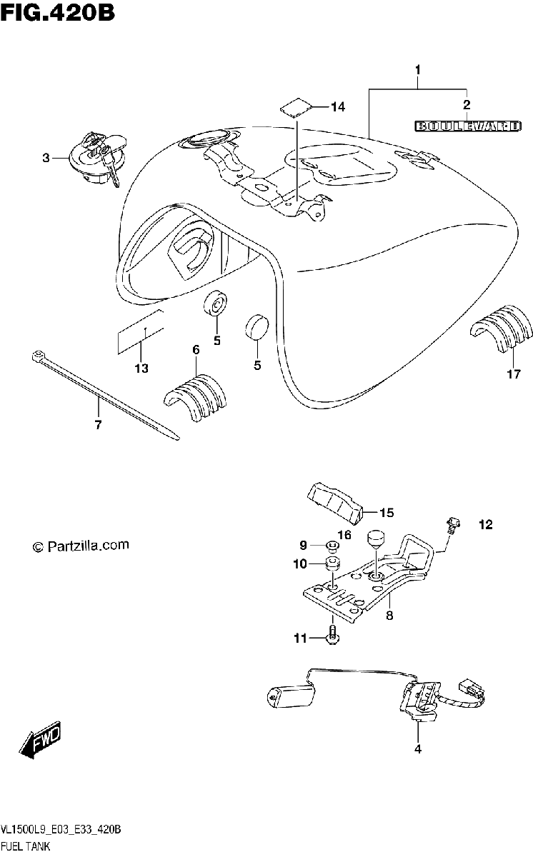 Diagrama de 420B FUEL TANK VL1500BL9 E33