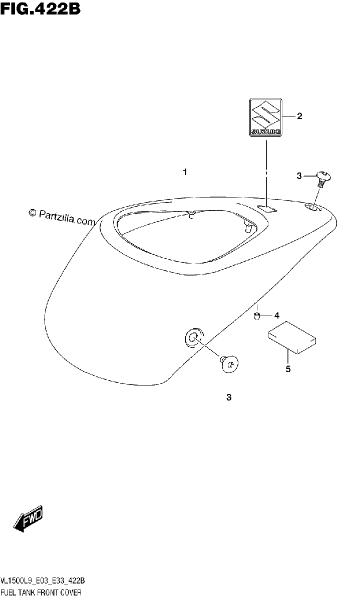 Diagrama de 422B FUEL TANK FRONT COVER VL1500BL9 E33