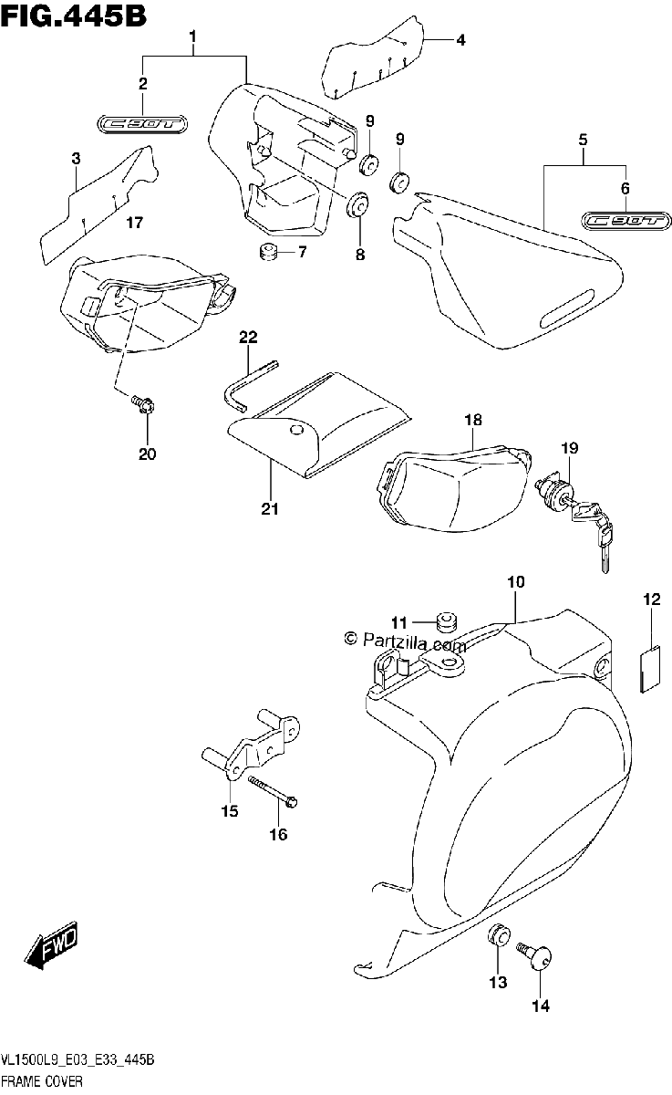 Diagrama de 445B FRAME COVER VL1500BL9 E33