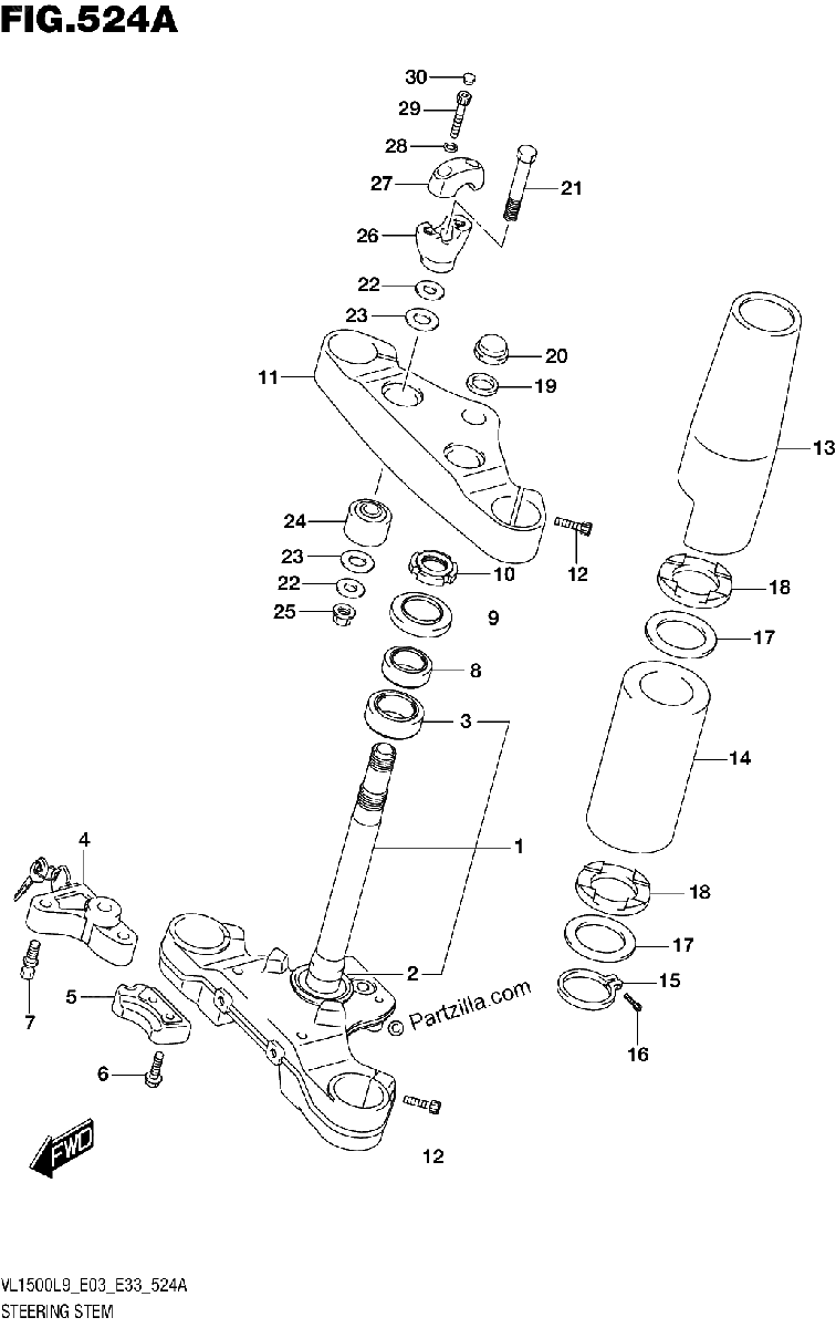 Diagrama de 524A STEERING STEM VL1500BL9 E03