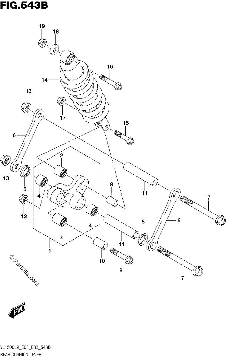 Diagrama de 543B REAR CUSHION LEVER VL1500BL9 E33