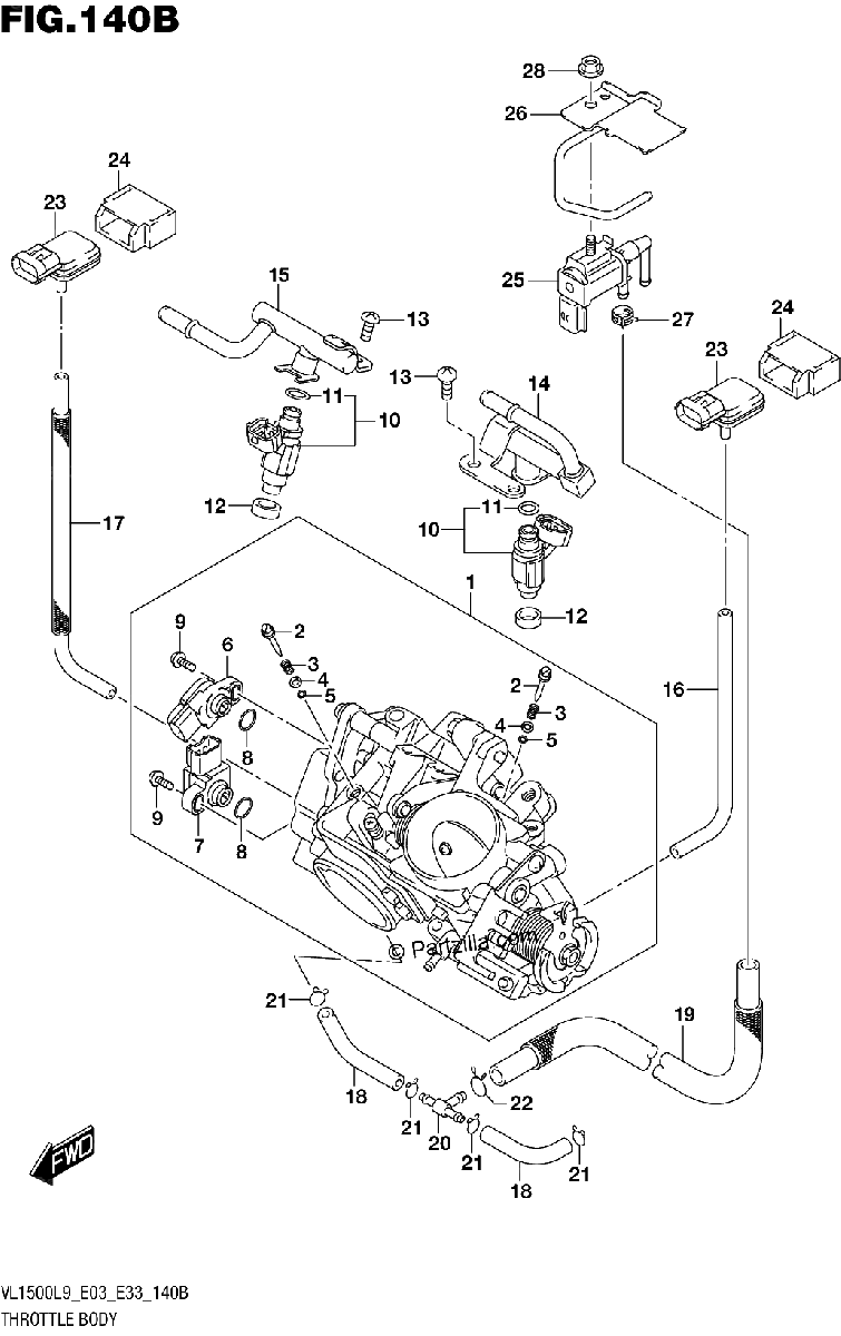 Diagrama de 140B THROTTLE BODY VL1500BL9 E33
