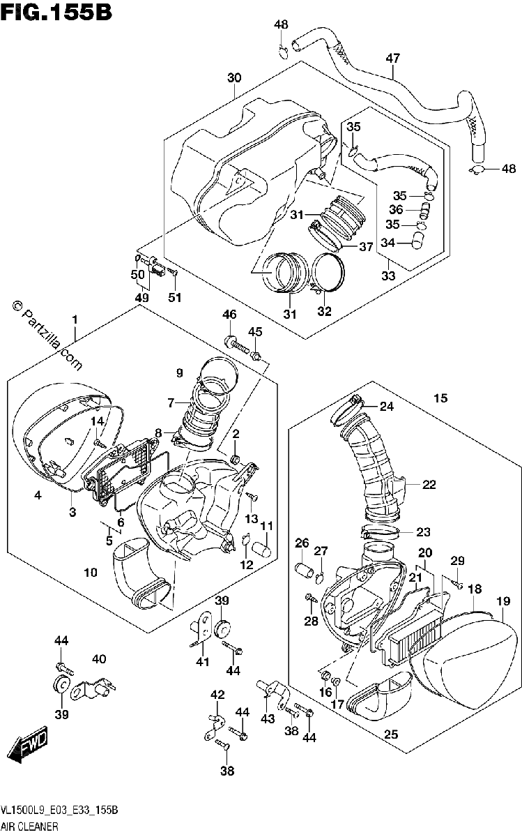 Diagrama de 155B AIR CLEANER VL1500BL9 E33