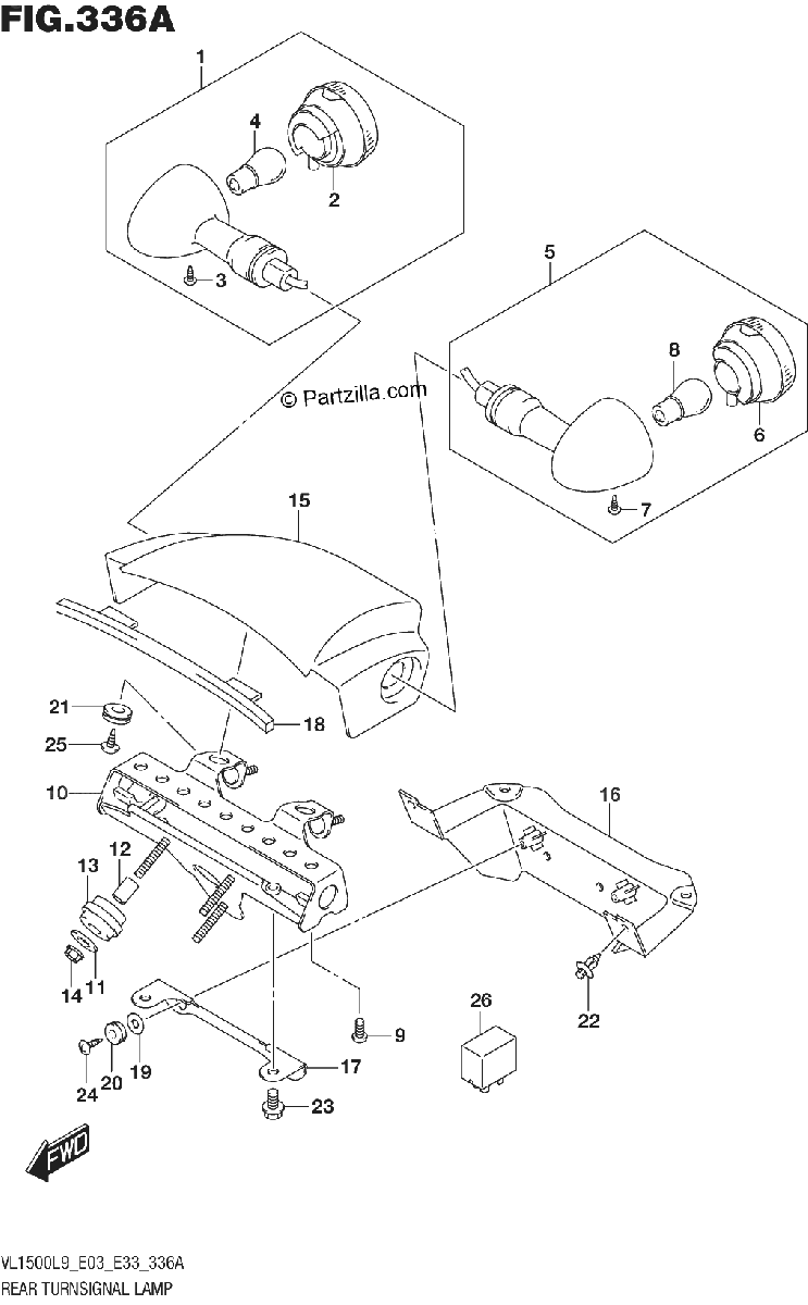 Diagrama de 336A REAR TURNSIGNAL LAMP VL1500BL9 E03