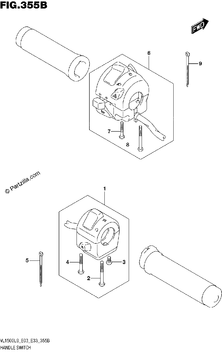 Diagrama de 355B HANDLE SWITCH VL1500BL9 E33