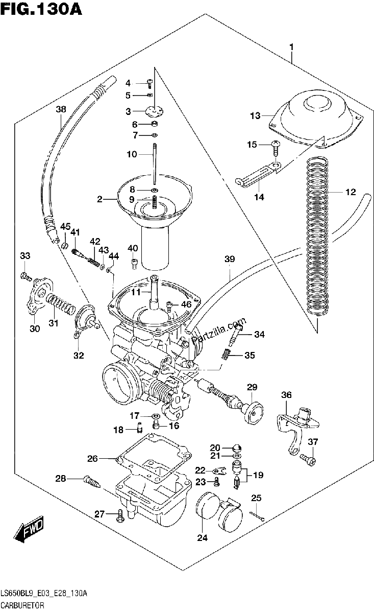 Diagrama de 130A CARBURETOR LS650BL9 E03