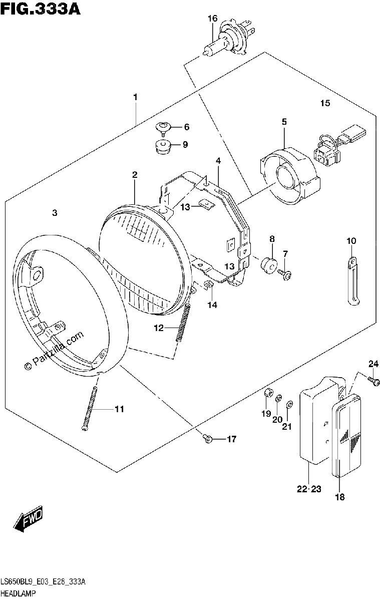 Diagrama de 333A HEADLAMP