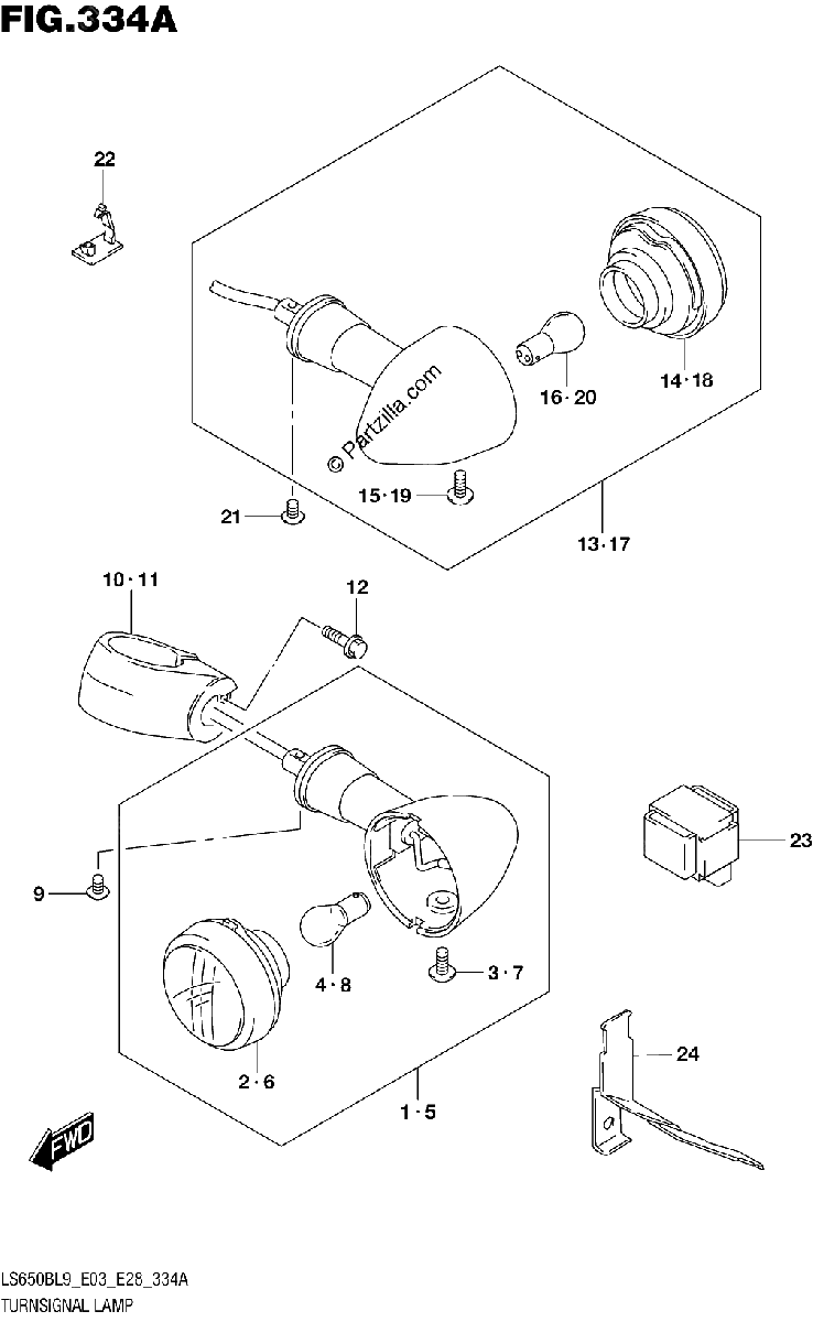 Diagrama de 334A TURNSIGNAL LAMP