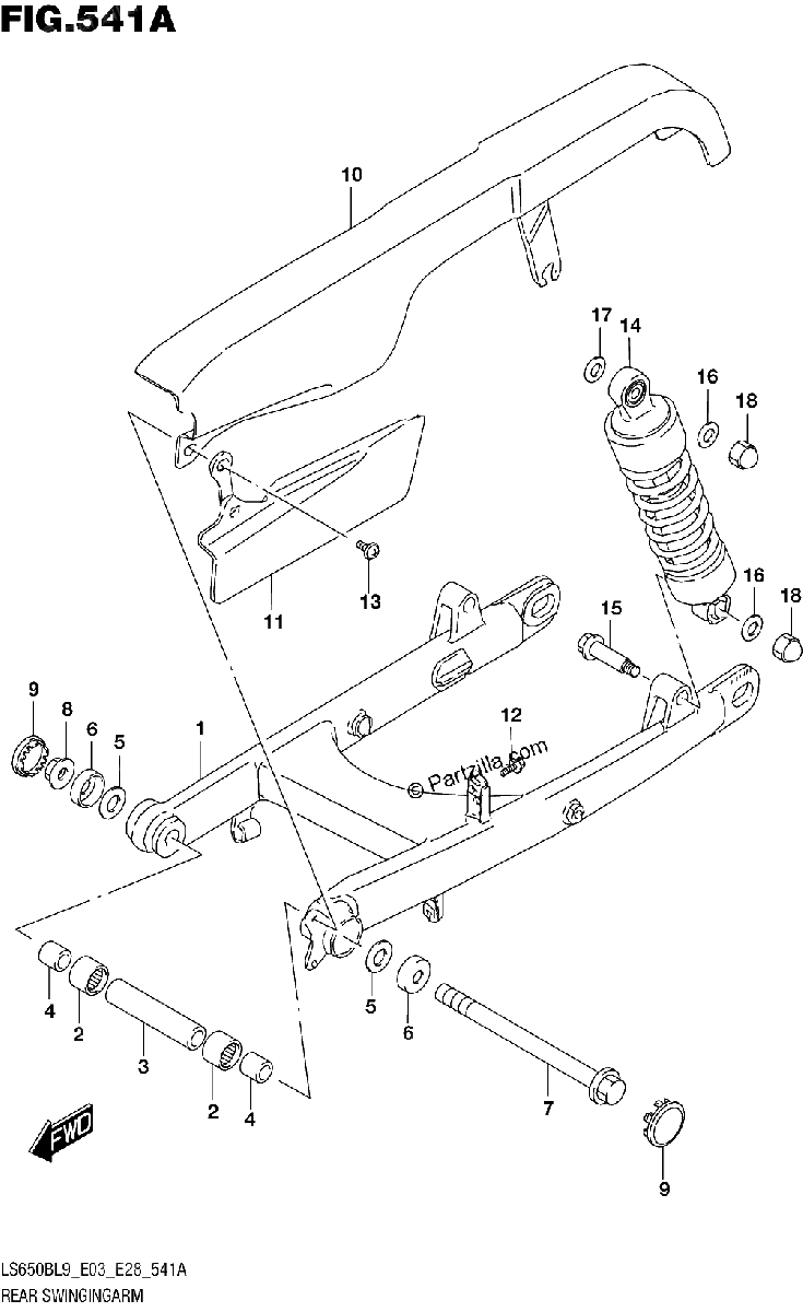 Diagrama de 541A REAR SWINGINGARM
