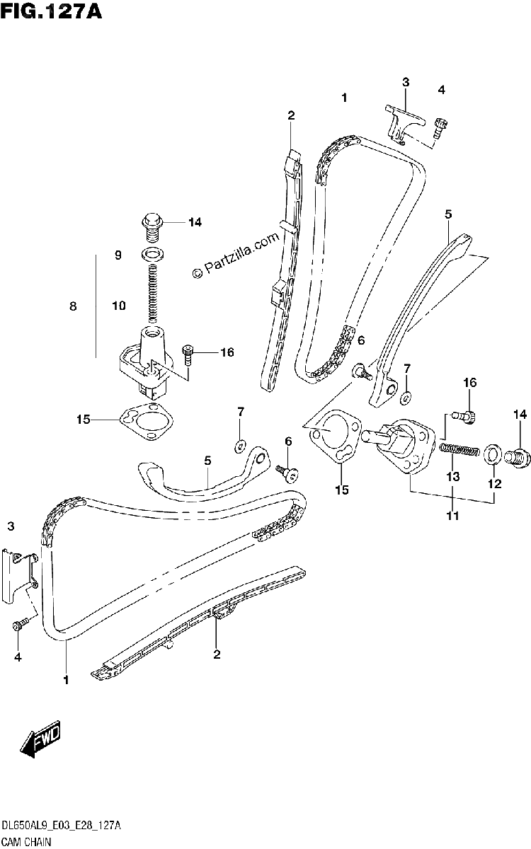 Diagrama de 127A CAM CHAIN