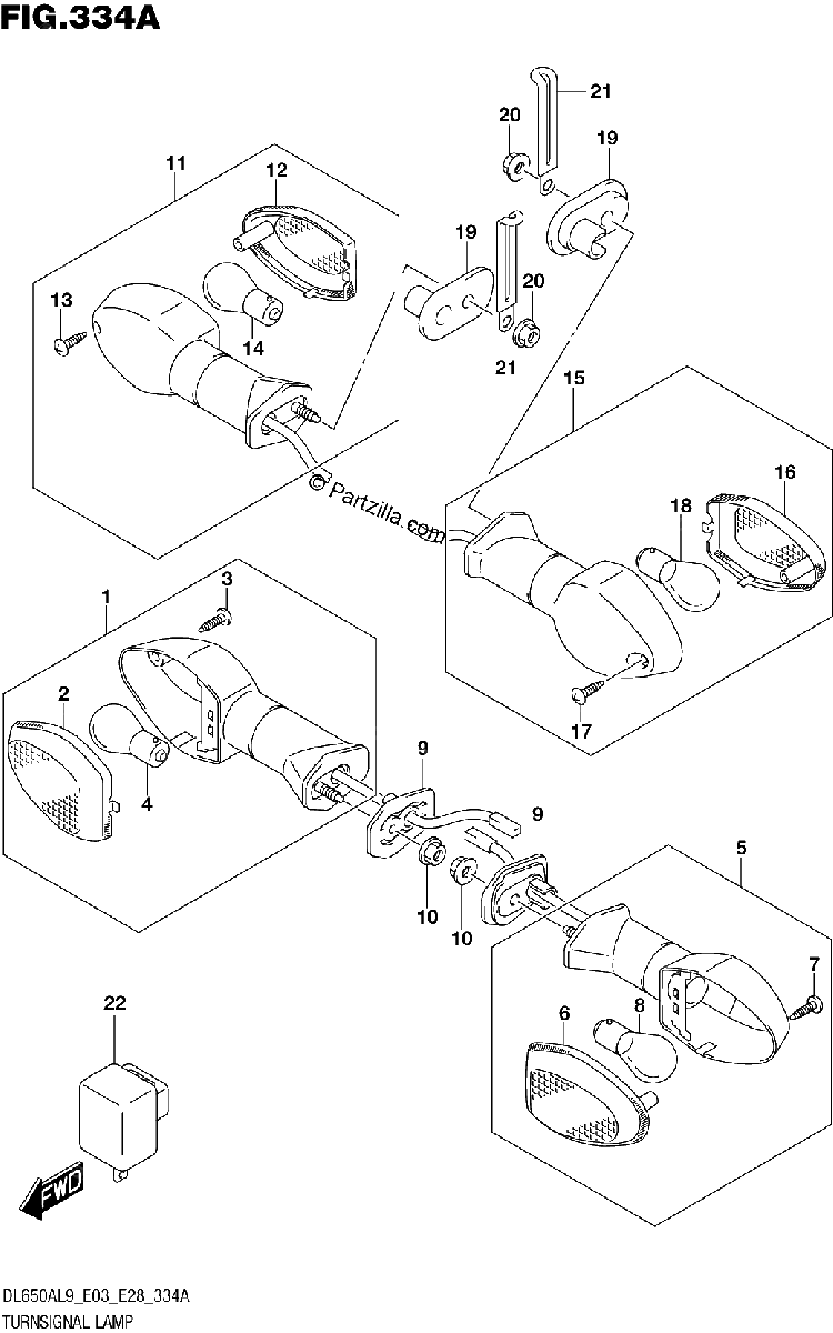 Diagrama de 334A TURNSIGNAL LAMP