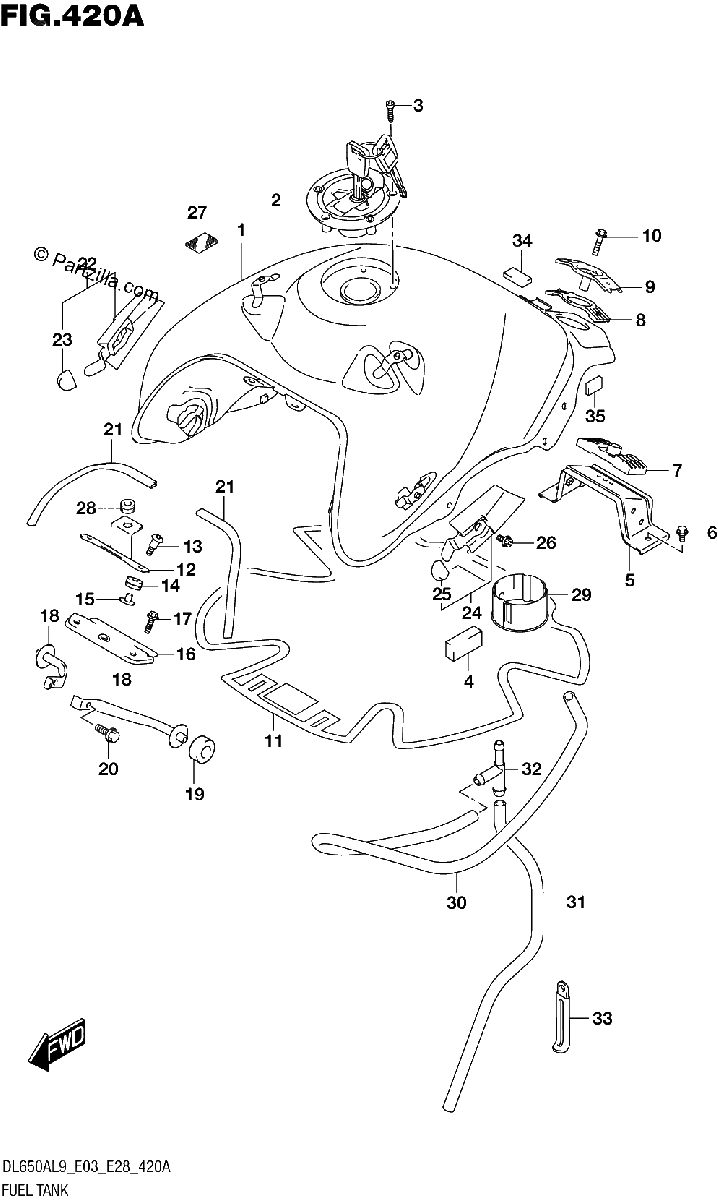 Diagrama de 420A FUEL TANK DL650A E33