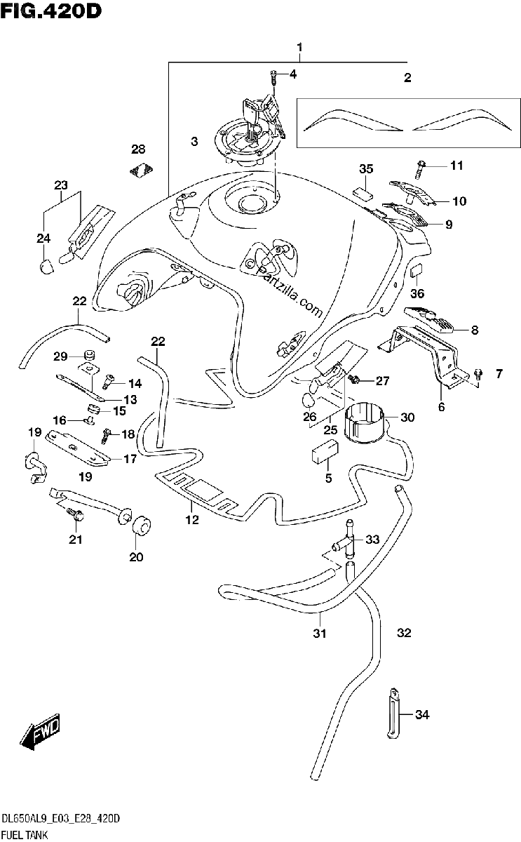 Diagrama de 420D FUEL TANK DL650XA