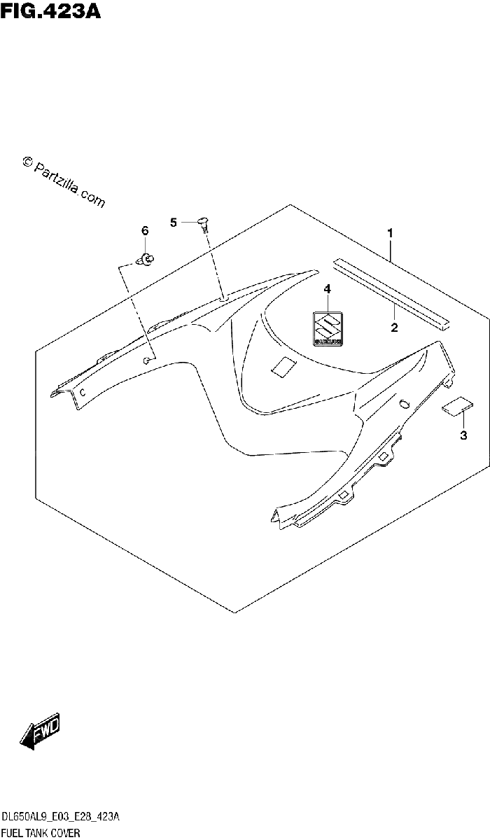 Diagrama de 423A FUEL TANK COVER