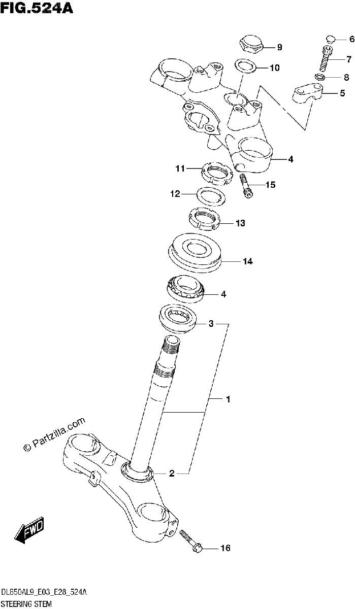 Diagrama de 524A STEERING STEM