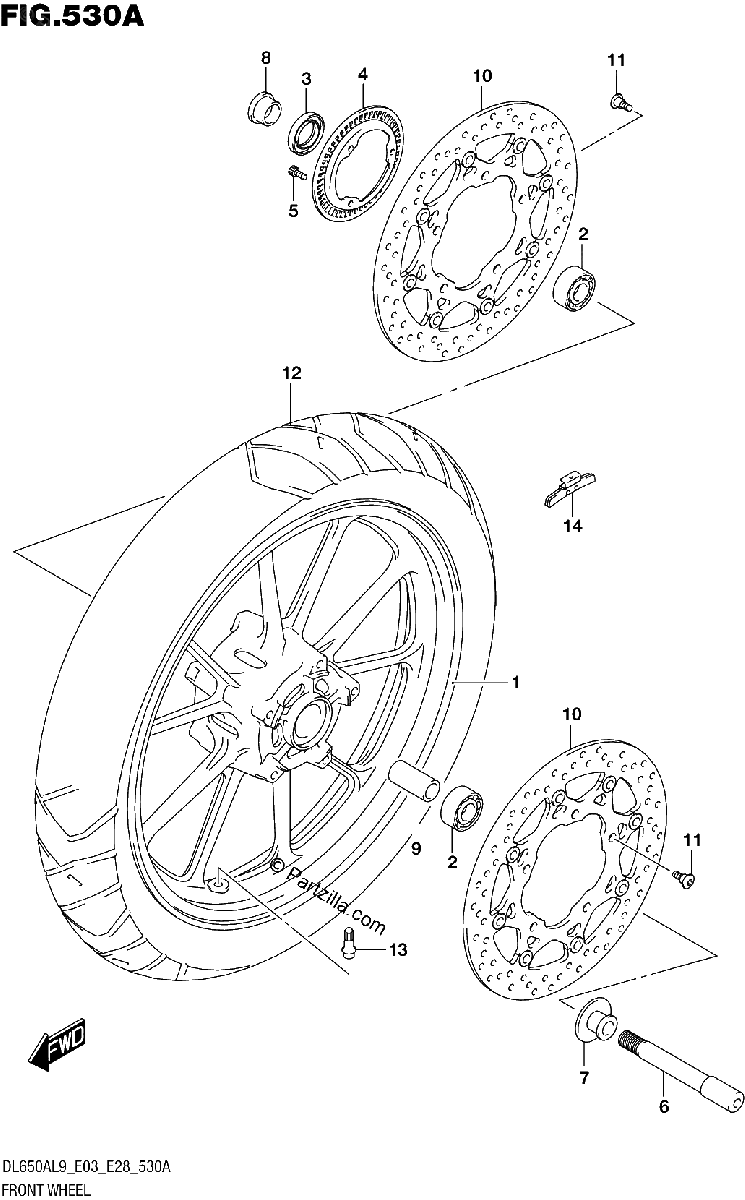 Diagrama de 530A FRONT WHEEL DL650A