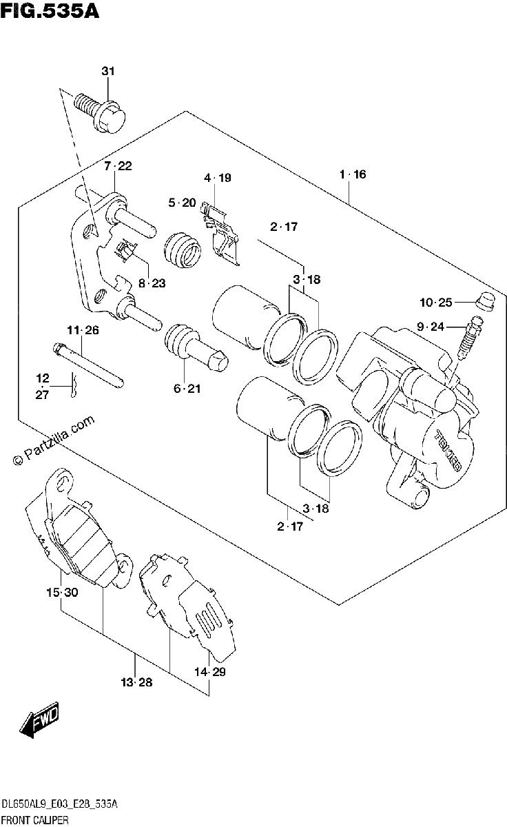 Diagrama de 535A FRONT CALIPER