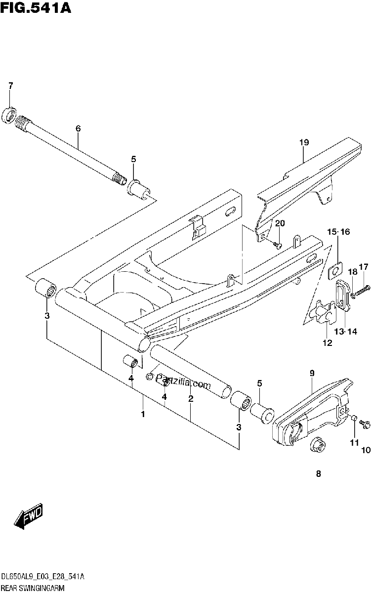Diagrama de 541A REAR SWINGINGARM
