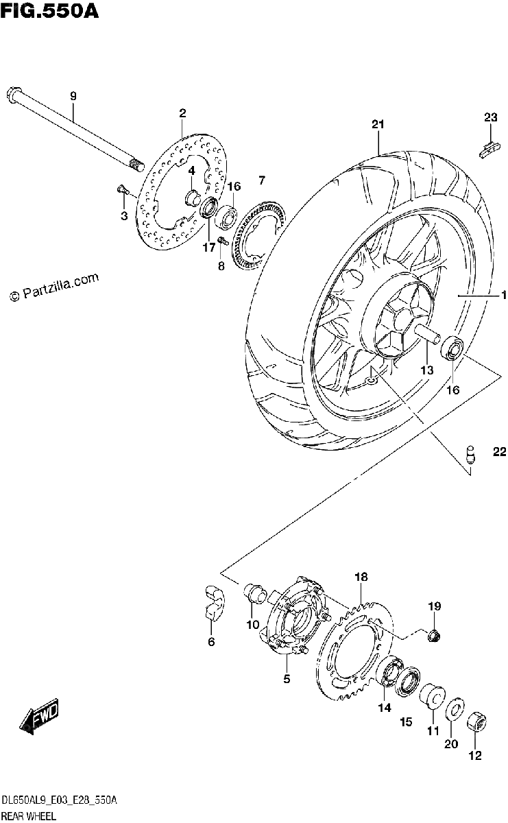Diagrama de 550A REAR WHEEL DL650A