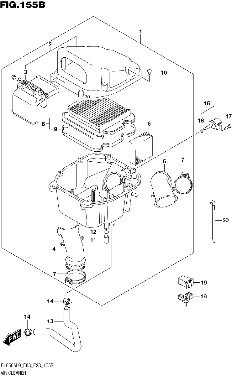 Diagrama de 155B AIR CLEANER
