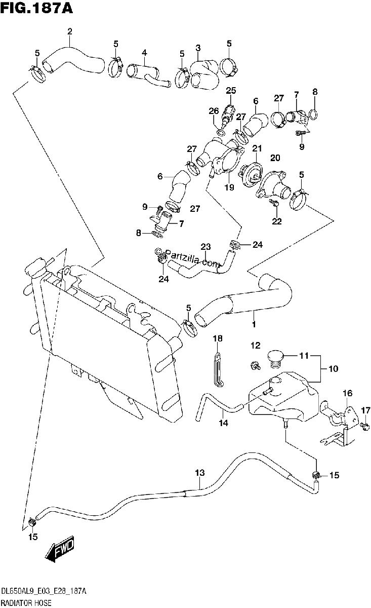 Diagrama de 187A RADIATOR HOSE