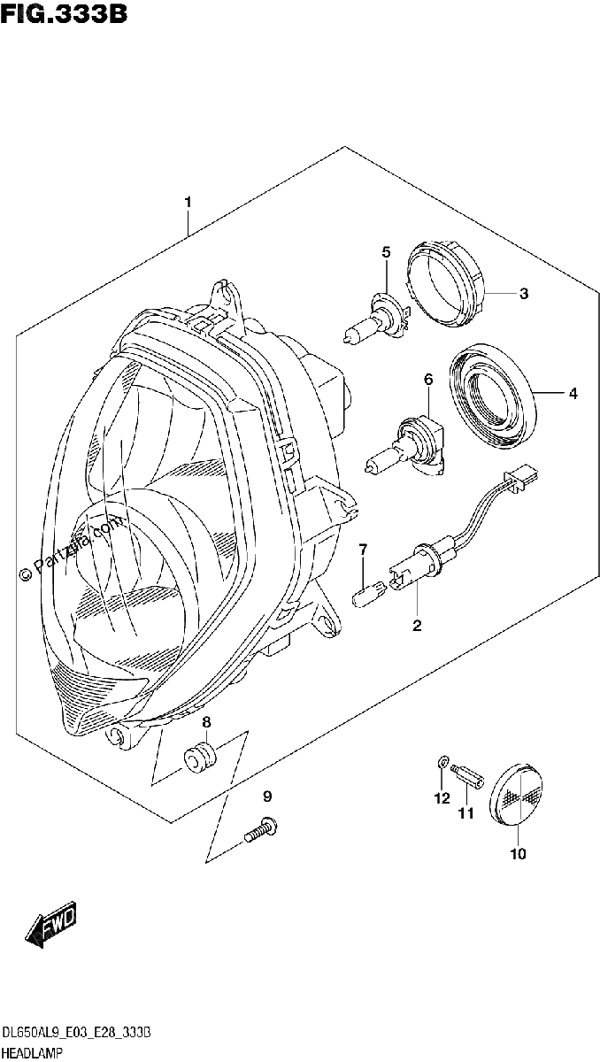 Diagrama de 333B HEADLAMP
