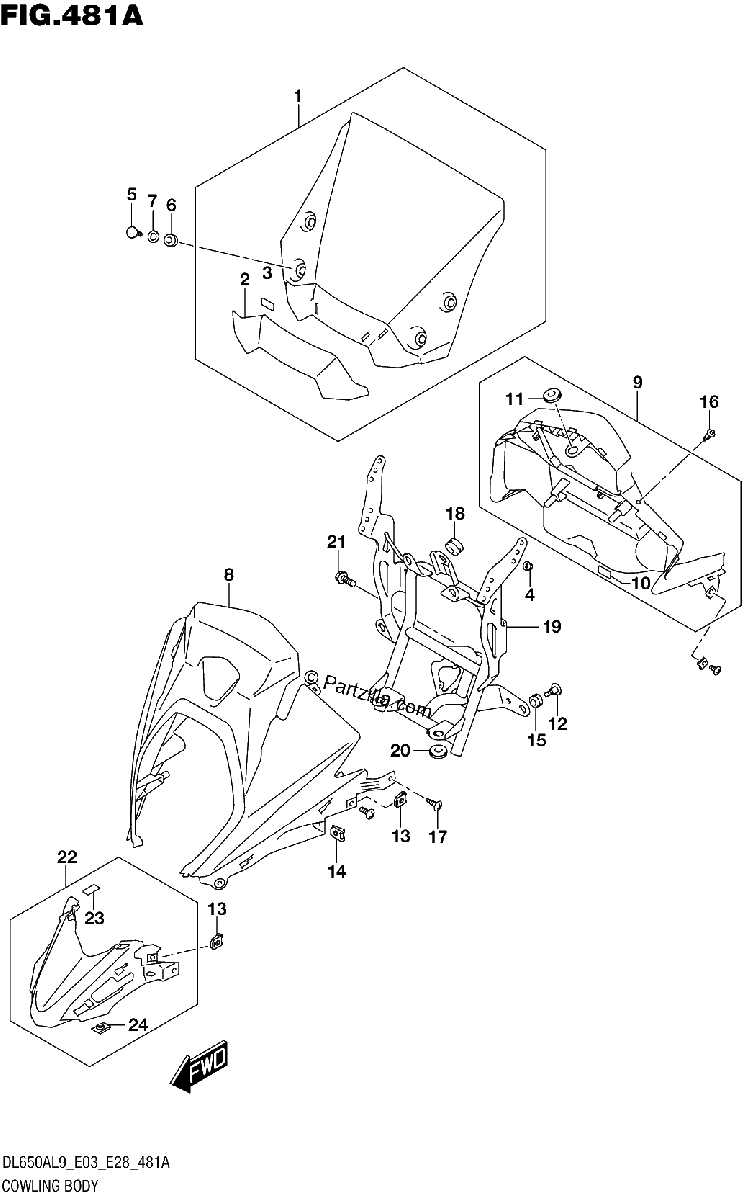 Diagrama de 481A COWLING BODY DL650A