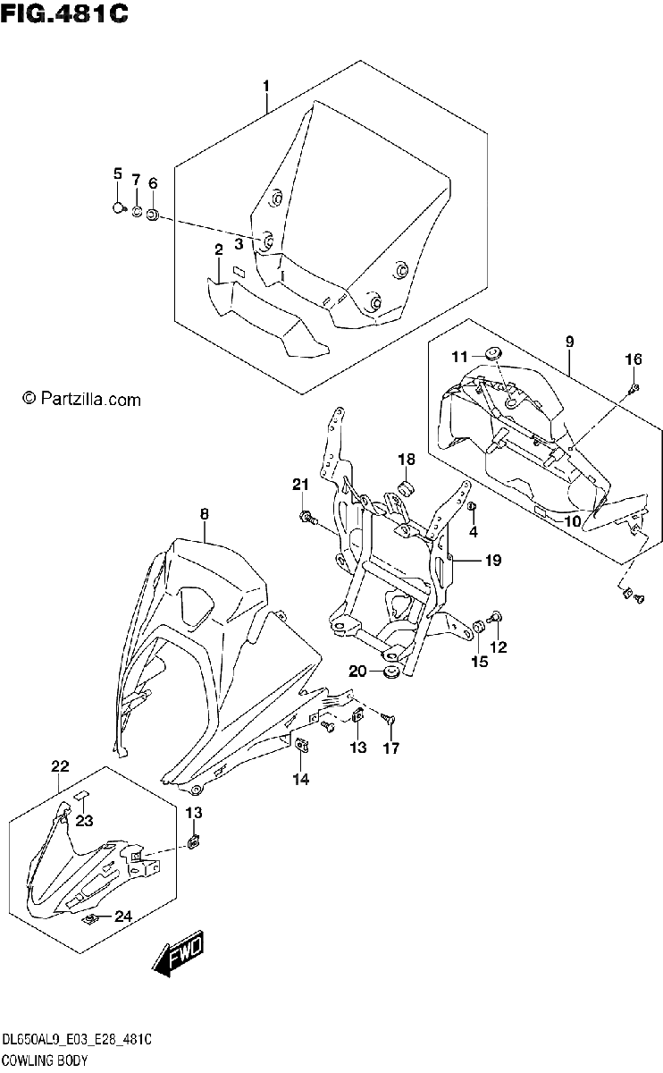 Diagrama de 481C COWLING BODY DL650XA