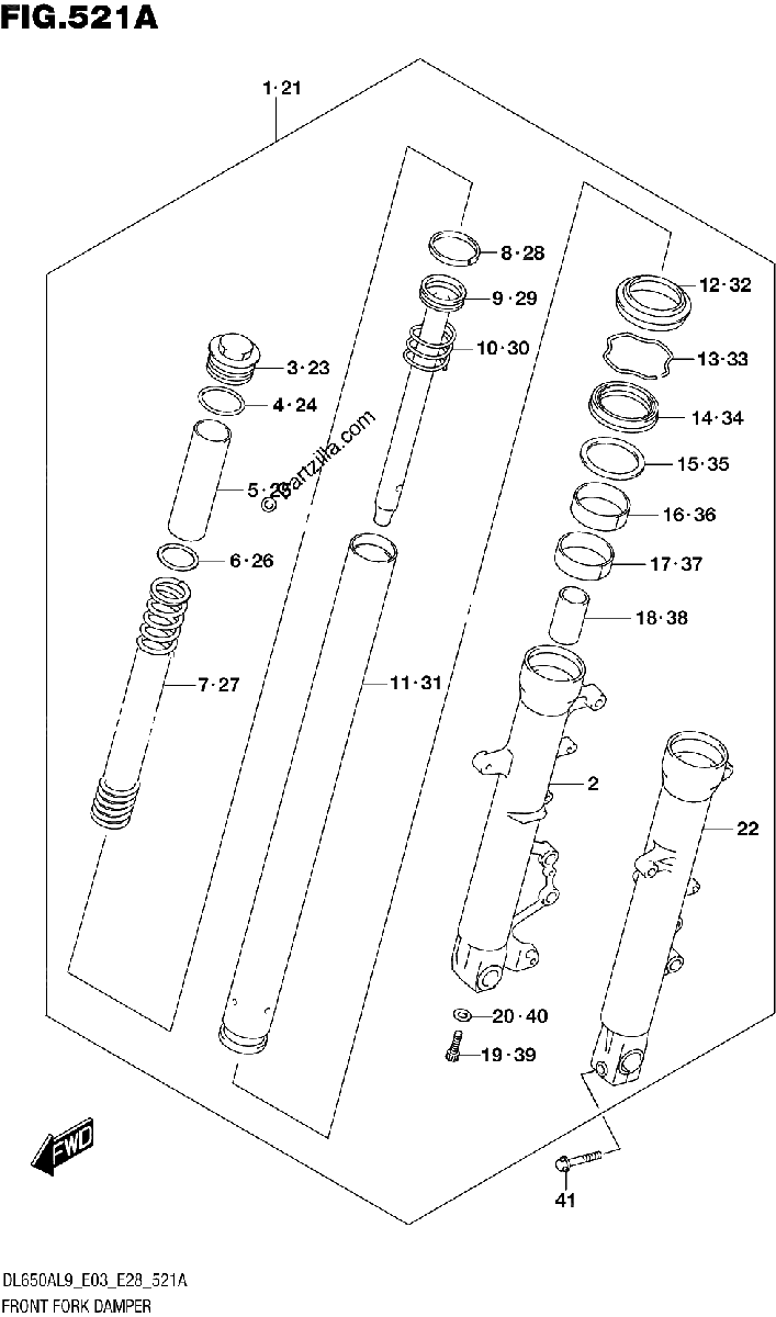 Diagrama de 521A FRONT FORK DAMPER