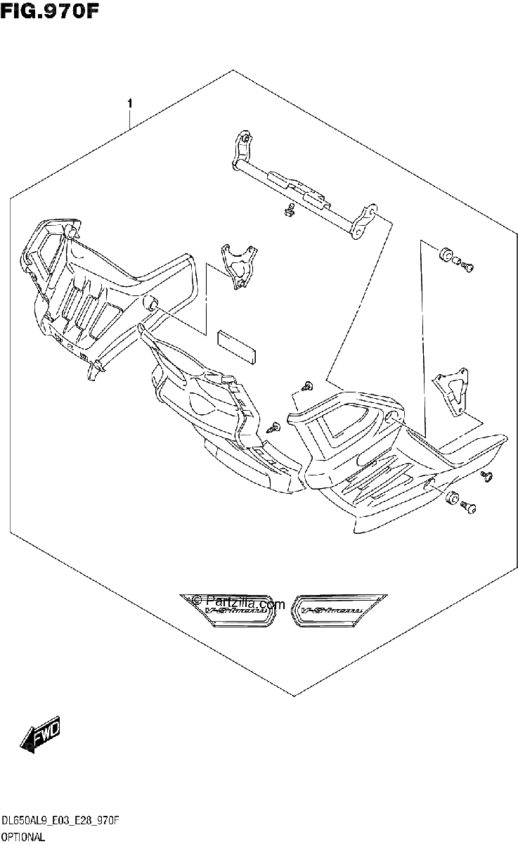 Diagrama de 970F OPTIONAL UNDER COWLING SET DL650A