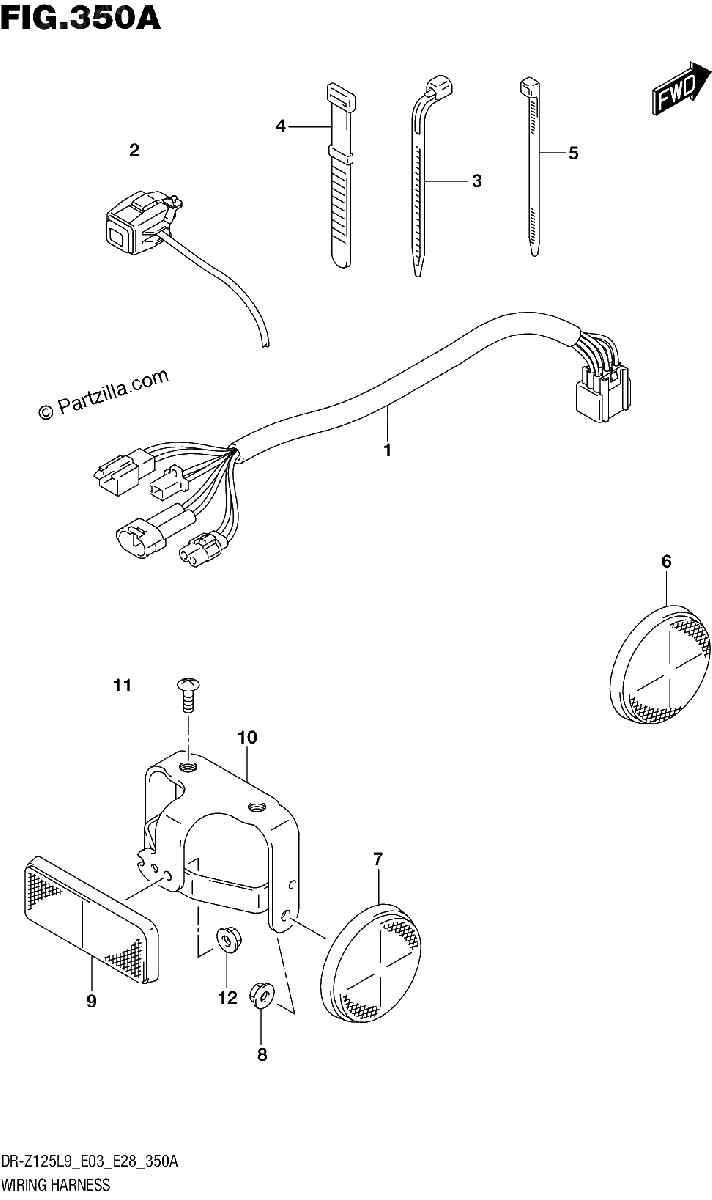 Diagrama de 350A WIRING HARNESS DR Z125L9 E28
