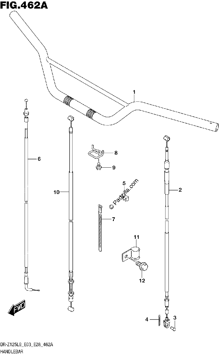 Diagrama de 462A HANDLEBAR DR Z125L9 E28